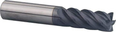 Accupro - 1", 5 Flute, Single End, Solid Carbide, 0.03" Corner Radius End Mill - 4" OAL, 40° Helix, Right Hand Flute, 1-3/4" LOC, Right Hand Cut - Apex Tool & Supply