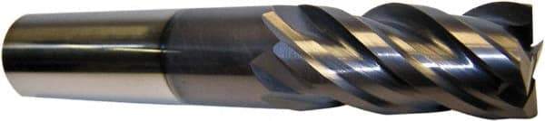 Accupro - 1/2", 2" LOC, 1/2" Shank Diam, 4" OAL, 4 Flute, Solid Carbide Square End Mill - Single End, AlTiN Finish, Spiral Flute, 40° Helix, Centercutting, Right Hand Cut, Right Hand Flute - Apex Tool & Supply