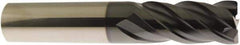 Accupro - 1/2", 4 Flute, Single End, Solid Carbide, 0.01" Corner Radius End Mill - 4" OAL, 40° Helix, Right Hand Flute, 2" LOC, Right Hand Cut - Apex Tool & Supply