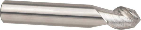 Accupro - 1" Diam, 1-1/4" LOC, 2 Flute Solid Carbide Ball End Mill - ZrN Finish, Single End, 5" OAL, 1" Shank Diam, Spiral Flute - Apex Tool & Supply