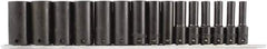 Paramount - 15 Piece 3/8" Drive Chrome Phosphate Finish Deep Well Impact Socket Set - 6 Points, 1/4" to 1" Range, Inch Measurement Standard - Apex Tool & Supply