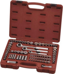 Paramount - 82 Piece 1/4", 3/8" & 1/2" Drive Chrome Vanadium Finish Deep Well Socket Set - 6, 12 Points, 5/32" to 13/16" (4mm to 19mm) Range, Inch/Metric Measurement Standard - Apex Tool & Supply