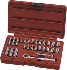 Paramount - 27 Piece 1/4" Drive Chrome Vanadium Finish Deep Well Socket Set - 6, 12 Points, 3/16" to 1/2" (4mm to 13mm) Range, Inch/Metric Measurement Standard - Apex Tool & Supply