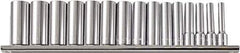 Paramount - 15 Piece 1/2" Drive Chrome Vanadium Finish Deep Well Socket Set - 12 Points, 3/8" to 1-1/4" Range, Inch Measurement Standard - Apex Tool & Supply
