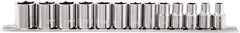 Paramount - 13 Piece 3/8" Drive Chrome Vanadium Finish Socket Set - 6 Points, 7mm to 19mm Range, Metric Measurement Standard - Apex Tool & Supply