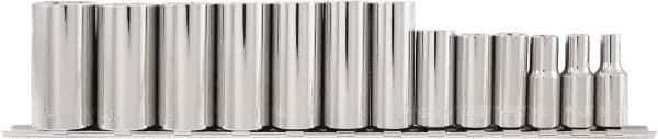 Paramount - 13 Piece 3/8" Drive Chrome Vanadium Finish Deep Well Socket Set - 6 Points, 1/4" to 1" Range, Inch Measurement Standard - Apex Tool & Supply