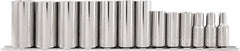 Paramount - 13 Piece 3/8" Drive Chrome Vanadium Finish Deep Well Socket Set - 6 Points, 1/4" to 1" Range, Inch Measurement Standard - Apex Tool & Supply