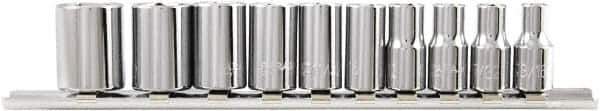 Paramount - 10 Piece 1/4" Drive Chrome Vanadium Finish Socket Set - 6 Points, 3/16" to 9/16" Range, Inch Measurement Standard - Apex Tool & Supply