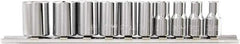 Paramount - 10 Piece 1/4" Drive Chrome Vanadium Finish Socket Set - 6 Points, 3/16" to 9/16" Range, Inch Measurement Standard - Apex Tool & Supply