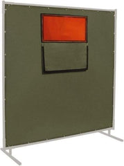 Steiner - 6' High x 8' Wide x 0.012" Thick Cotton Duck & Vinyl Welding Curtain - Olive & Orange, Grommet - Apex Tool & Supply