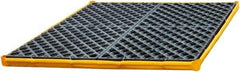 UltraTech - 55 Gal Sump, 2,400 Lb Capacity, 4 Drum, Polyethylene Spill Deck or Pallet - 48" Long x 48" Wide x 7" High, Yellow and Black, Drain Included, Low Profile, 2 x 2 Drum Configuration - Apex Tool & Supply