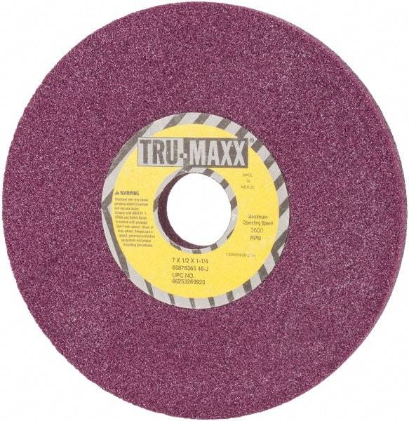 Tru-Maxx - 7" Diam x 1-1/4" Hole x 1/2" Thick, J Hardness, 46 Grit Surface Grinding Wheel - Aluminum Oxide, Type 1, Coarse Grade, Vitrified Bond, No Recess - Apex Tool & Supply