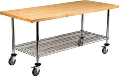 Value Collection - Wood Top Worktable Work Bench - Laminated Maple Top / Chrome Wire Shelf and Legs, Chrome, 72" Long x 30" Deep x 30" High - Apex Tool & Supply