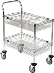 Value Collection - 300 Lb Capacity, 18" Wide x 30" Long x 40" High Wire Cart - 2 Shelf, Steel, 2 Rigid/2 Swivel Casters - Apex Tool & Supply