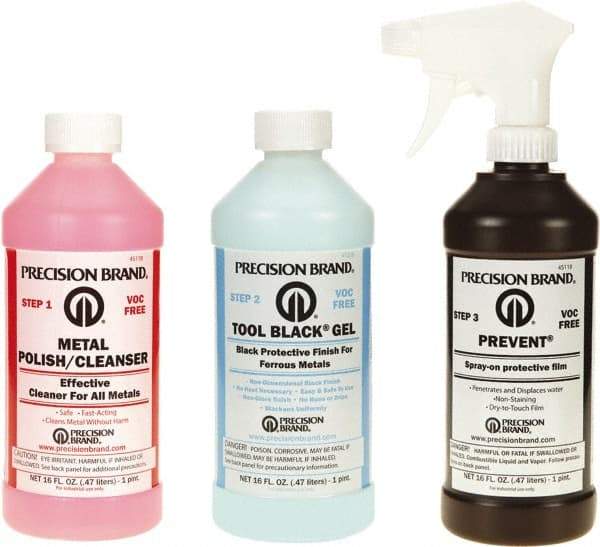 Precision Brand - 1 Pint Bottle Tool Black Gel Kit - 1 Pint Tool Black Gel, 1 Pint Metal Polish Cleanser and 1 Pint Prevent - Apex Tool & Supply