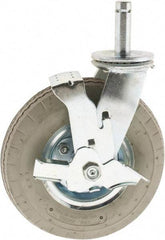 Value Collection - 8" Diam x 3-1/2" Wide, Rubber Swivel with Brake Caster - 300 Lb Capacity, Plain Stem Mount - Apex Tool & Supply