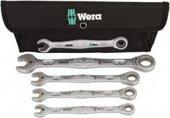 Wera - 4 Piece, 7/16" to 3/4", 12 Point Combination Wrench Set - Inch Measurement Standard, Satin Finish, Comes in Cordura Nylon Roll - Apex Tool & Supply