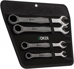 Wera - 4 Piece, 10mm to 19mm, 12 Point Combination Wrench Set - Metric Measurement Standard, Satin Finish, Comes in Cordura Nylon Roll - Apex Tool & Supply