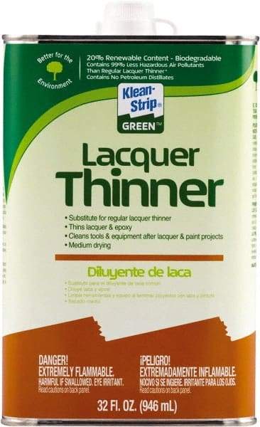 Klean-Strip - 1 Qt Lacquer Thinner - 230 gL VOC Content, Comes in Metal Can - Apex Tool & Supply