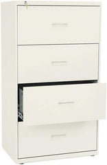 Basyx - 30" Wide x 53-1/4" High x 19-1/4" Deep, 4 Drawer Lateral File - Steel, Putty - Apex Tool & Supply