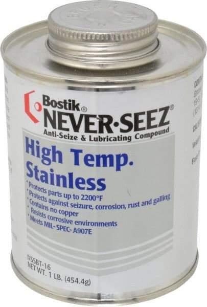 Bostik - 1 Lb Can High Temperature Anti-Seize Lubricant - Stainless Steel, -297 to 2,200°F, Silver Gray, Water Resistant - Apex Tool & Supply