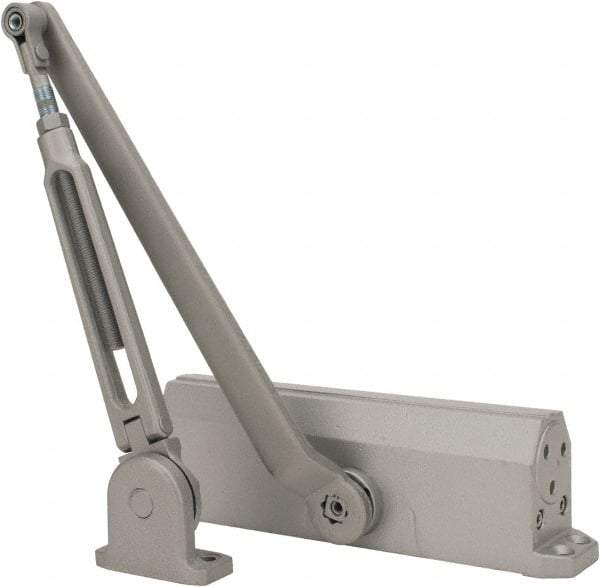 Falcon - 48" Door Width, 9-3/4" Closer Body Length, Light-Medium-Duty Door Closer to Hold Open Manual Damper - Aluminum Finish - Apex Tool & Supply