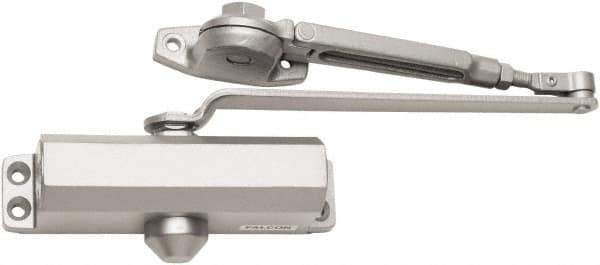 Falcon - 7" Closer Body Length, Light-Duty ADA Complaint Door Closer to Hold Open Manual Damper - Aluminum Finish - Apex Tool & Supply