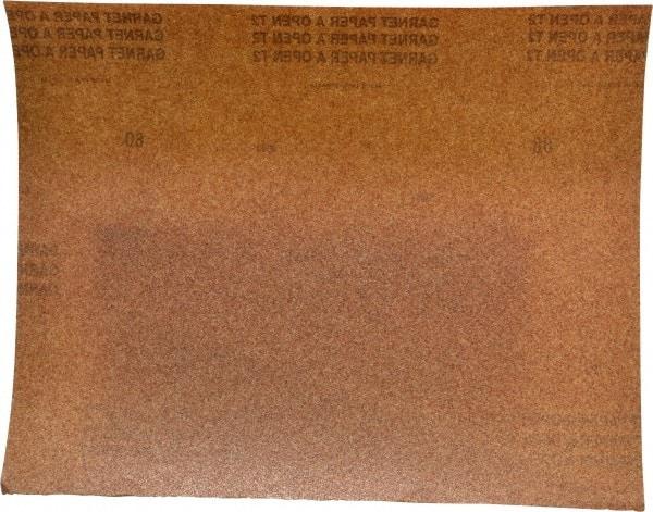Norton - 80 Grit, Garnet Sanding Sheet - 11" Long x 9" Wide, Medium Grade, A Weighted Paper Backing - Apex Tool & Supply
