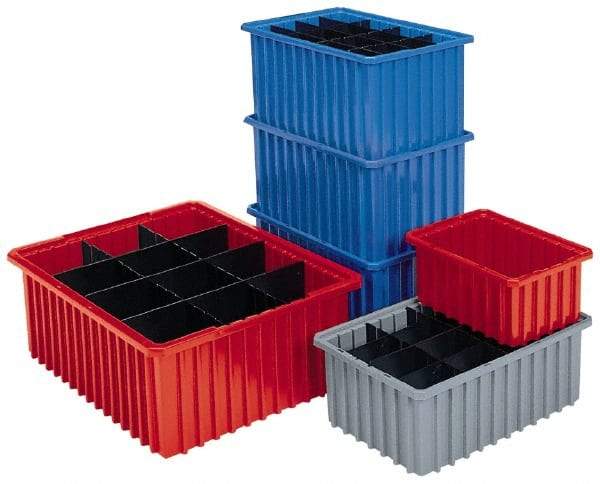 Akro-Mils - 0.29 Cu Ft, 20 Lb Load Capacity Red Polyethylene Dividable Container - Stacking, 16-1/2" Long x 10.9" Wide x 4" High - Apex Tool & Supply