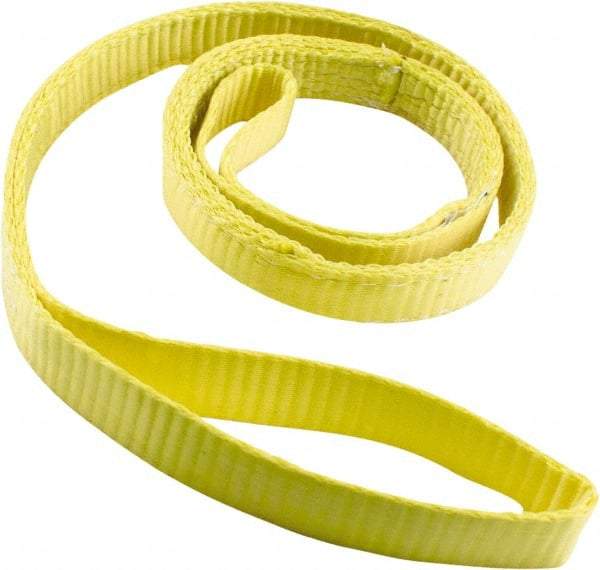 Erickson Manufacturing - 4' Long x 1" Wide, 2,400 Lb Vertical Capacity, 2 Ply, Polyester Web Sling - 1,920 Lb Choker Capacity, Yellow - Apex Tool & Supply