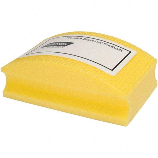 Norton - Super Fine Grade, 400 Grit, Diamond Hand Pad - Yellow, 2-1/8" Wide x 3-1/2" Long x 1-1/2" Thick, Nonwoven - Apex Tool & Supply