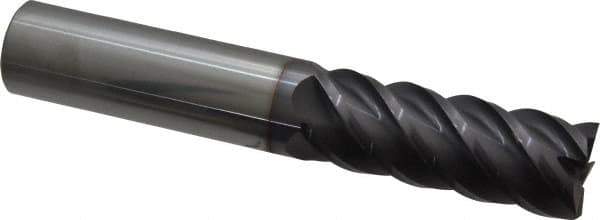 Niagara Cutter - 1", 2-5/8" LOC, 1" Shank Diam, 6" OAL, 5 Flute, Solid Carbide Square End Mill - Single End, AlTiN Finish, Spiral Flute, 45° Helix, Centercutting, Right Hand Cut, Right Hand Flute, Series S545 - Apex Tool & Supply