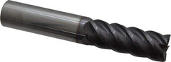 Niagara Cutter - 1", 2-5/8" LOC, 1" Shank Diam, 6" OAL, 5 Flute, Solid Carbide Square End Mill - Single End, AlTiN Finish, Spiral Flute, 45° Helix, Centercutting, Right Hand Cut, Right Hand Flute, Series S545 - Apex Tool & Supply