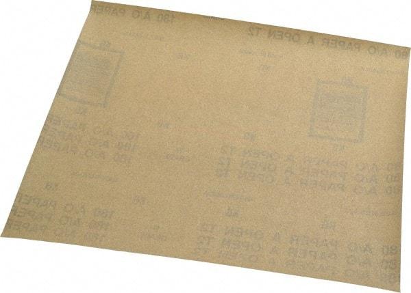 Norton - 180 Grit, Aluminum Oxide Sanding Sheet - 11" Long x 9" Wide, Very Fine Grade, A Weighted Paper Backing - Apex Tool & Supply