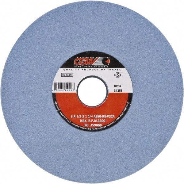 Camel Grinding Wheels - 14" Diam x 5" Hole x 2" Thick, K Hardness, 46 Grit Surface Grinding Wheel - Aluminum Oxide, Type 7, Medium Grade, Vitrified Bond, Two-Side Recess - Apex Tool & Supply