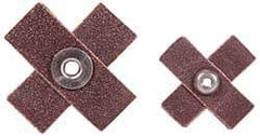 Norton - 120 Grit, Fine Grade, Aluminum Oxide Cross Pad - 1-1/2" Long x 1-1/2" Wide x 1/2" Thick, Cloth Backed, X Backing Weight, 8 Ply, 24,000 Max RPM - Apex Tool & Supply