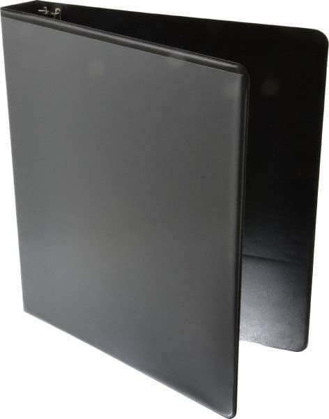 UNIVERSAL - 1" Sheet Capacity, 8-1/2 x 11", Deluxe Round Ring View Binder - Suede Grain Vinyl, Black - Apex Tool & Supply