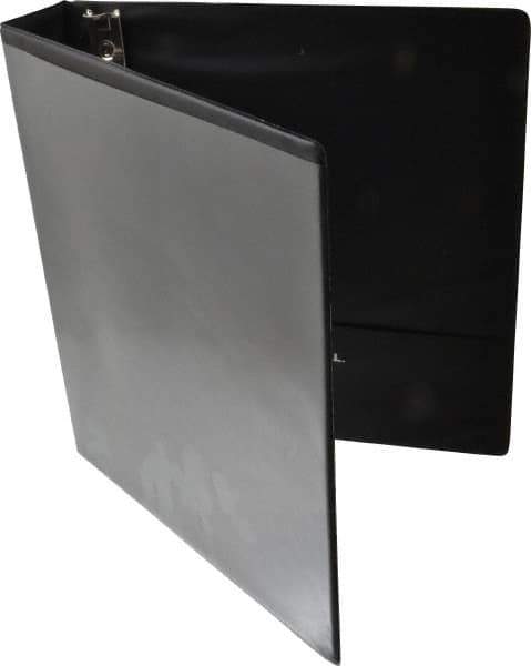 UNIVERSAL - 1-1/2" Sheet Capacity, 8-1/2 x 11", Deluxe Round Ring View Binder - Suede Grain Vinyl, Black - Apex Tool & Supply
