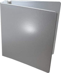 UNIVERSAL - 1-1/2" Sheet Capacity, 8-1/2 x 11", Deluxe Round Ring View Binder - Suede Grain Vinyl, White - Apex Tool & Supply