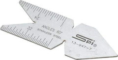 SPI - 60° Angle, Chrome Coated Steel Center Gage - 1/32 to 1/14 Inch Graduation - Apex Tool & Supply