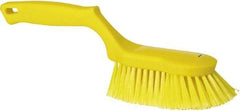 Vikan - 2" Bristle Length, Polyester Wash Brush - 5-13/16" Long x 5" Wide Head, 13-1/2" OAL, Yellow, Polypropylene Block - Apex Tool & Supply