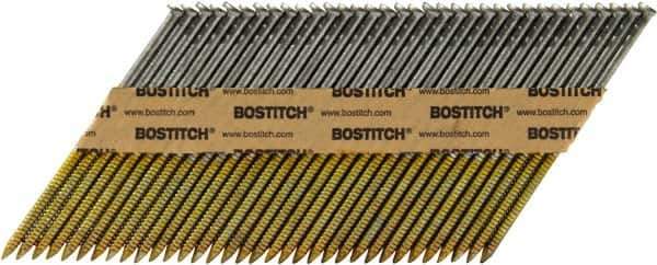 Stanley Bostitch - 12 Gauge 0.113" Shank Diam 2-3/8" Long Framing Nails for Power Nailers - Steel, Bright Finish, Ring Shank, Angled Stick Paper Tape Collation, Round Head - Apex Tool & Supply