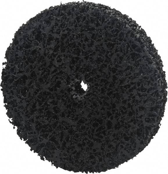 Norton - 4" Extra Coarse Grade Silicon Carbide Deburring Disc - 3/8" Center Hole, Arbor Connection, Black, 8,000 Max RPM - Apex Tool & Supply