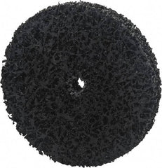 Norton - 4" Extra Coarse Grade Silicon Carbide Deburring Disc - 3/8" Center Hole, Arbor Connection, Black, 8,000 Max RPM - Apex Tool & Supply