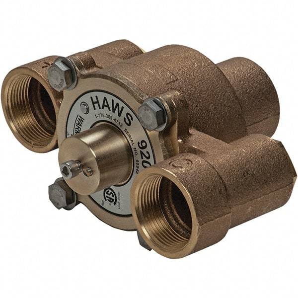 Haws - 1-1/4" Inlet, 7-5/8" Long x 3-1/2" Wide x 5-3/8" High, Brass Plumbed Wash Station Tempering Valve - Compatible with Combination Drench Shower & Eye/Face Wash Stations - Apex Tool & Supply
