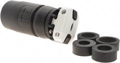 Hubbell Wiring Device-Kellems - 250 VDC, 600 VAC, 20, 30 Amp, NonNEMA Configuration, Industrial Grade, Self Grounding Receptacle - 3 Poles, 4 Wire, Female End, Black, IP30, 0.7 to 1.2 Inch Cord Diameter - Apex Tool & Supply