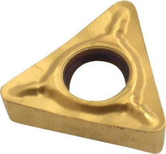 Seco - TCMT21.52 F1 Grade CP500 Carbide Turning Insert - TiAlN/TiN Finish, 60° Triangle, 1/4" Inscr Circle, 3/32" Thick, 1/32" Corner Radius - Apex Tool & Supply