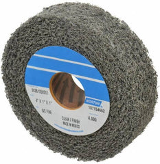 Norton - 4" Diam, 1" Face Width, 1" Center Hole, Fine Grade, Silicon Carbide Deburring Wheel - Convolute, Medium Density 4 Grade, 4,000 RPM - Apex Tool & Supply