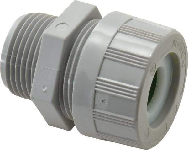 Woodhead Electrical - 14.27 to 17.45mm Capacity, Liquidtight, Straight Strain Relief Cord Grip - 1 NPT Thread, Nylon - Apex Tool & Supply