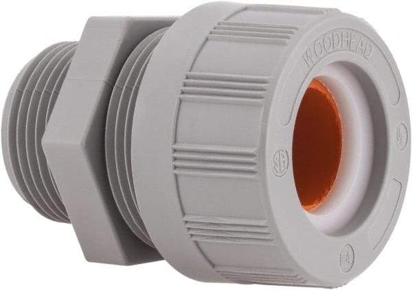 Woodhead Electrical - 15.88 to 19.05mm Capacity, Liquidtight, Straight Strain Relief Cord Grip - 1 NPT Thread, Nylon - Apex Tool & Supply